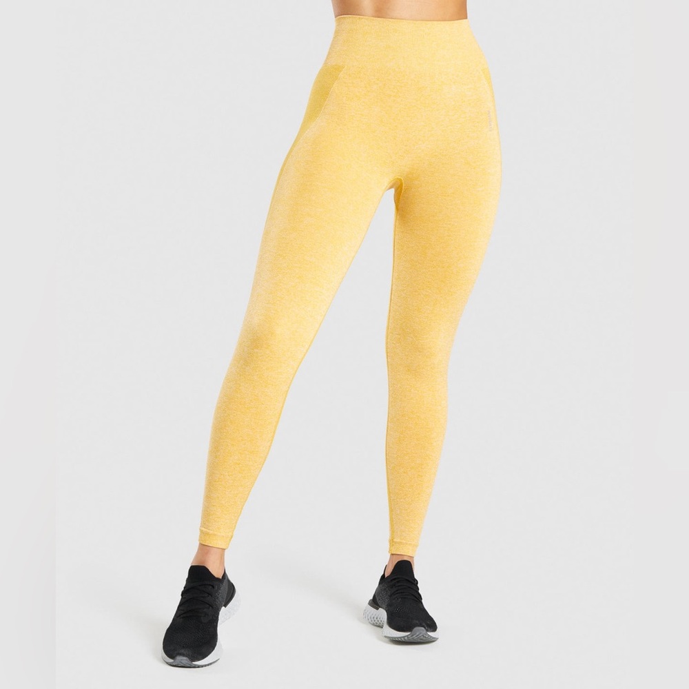 Gymshark Mustard Yellow Flex Seamless Workout Pants Leggings Women